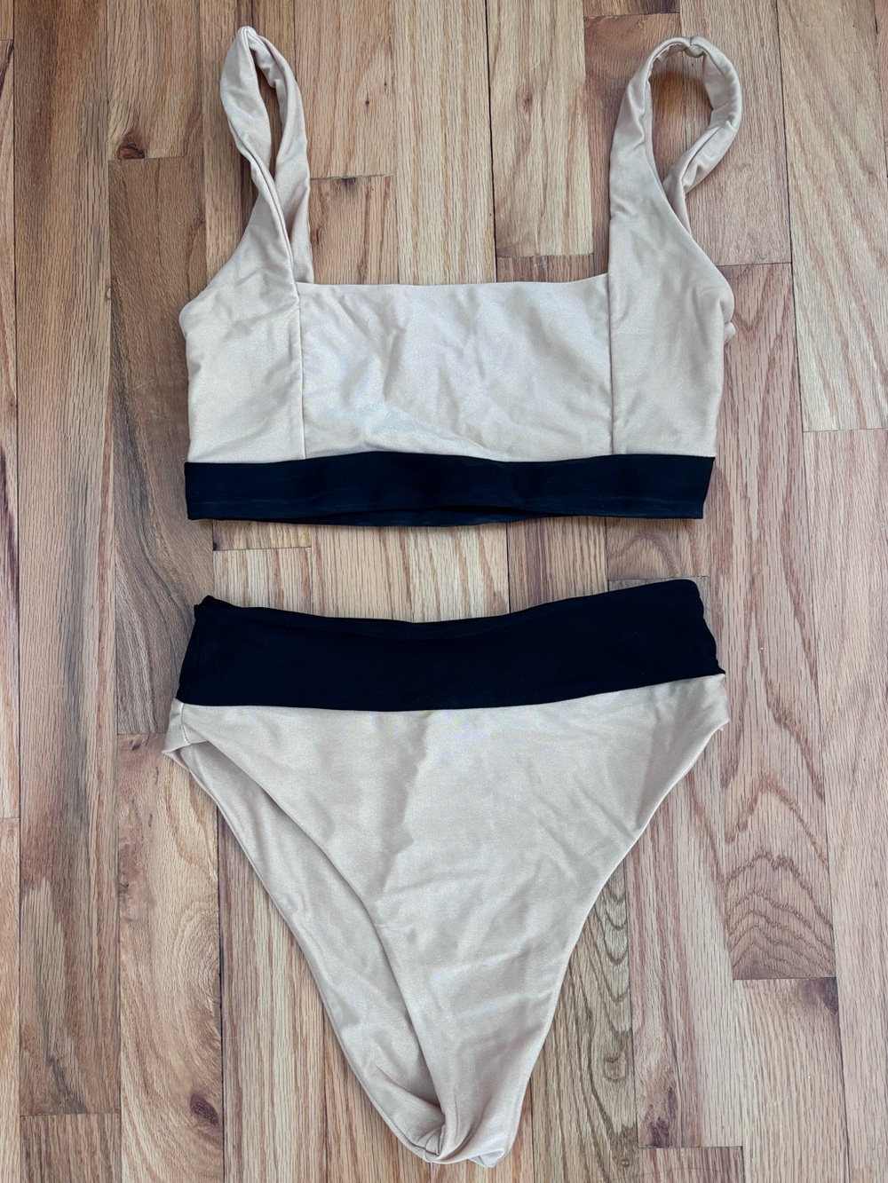 Tularosa Black and Gold/Beige Two-Tone Bikini Set
